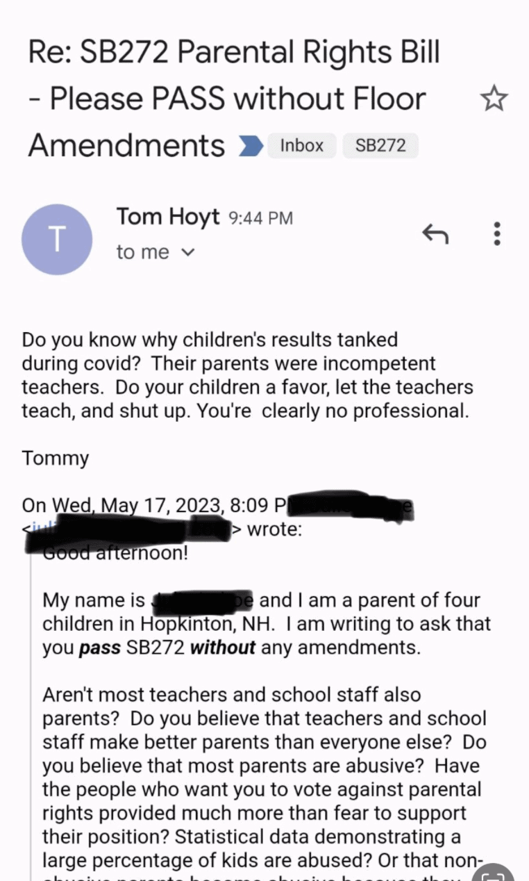 NHDem Rep Tells Voter to 'Shut Up' Over Parents Rights Bill - NH Journal