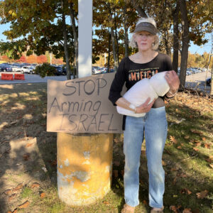 Meet the Lone Protester at Biden’s Concord Campaign Stop