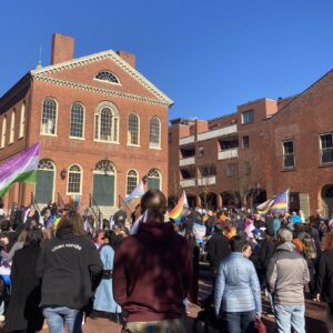 Progressives Gather Outside MA Rep. Moulton’s Office to Protest ‘Hate’