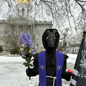 Hail Santa and Merry Satan — Satanic Temple Post Display at State House